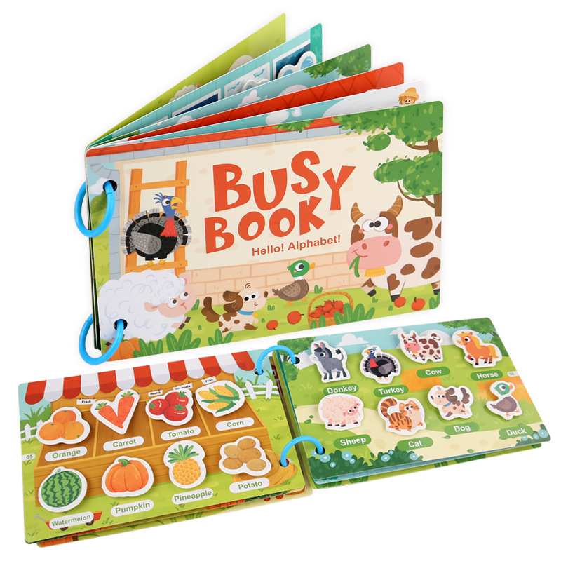 Picture of Children's Enlightenment Quiet Paste Book Farm Letter Cognition Puzzle DIY Magic Repeated Tearable Early Education Book Toy