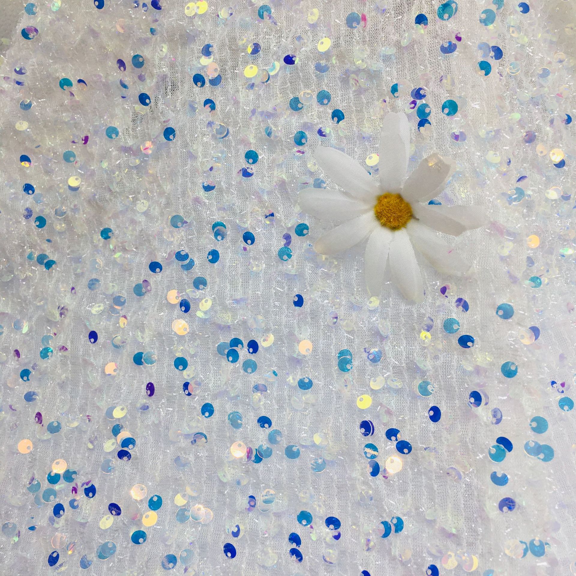 Picture of 5mm centipede yarn sequin embroidered mesh wedding fashion stage clothing cushion tablecloth sequin fabric embroidered sequin cloth