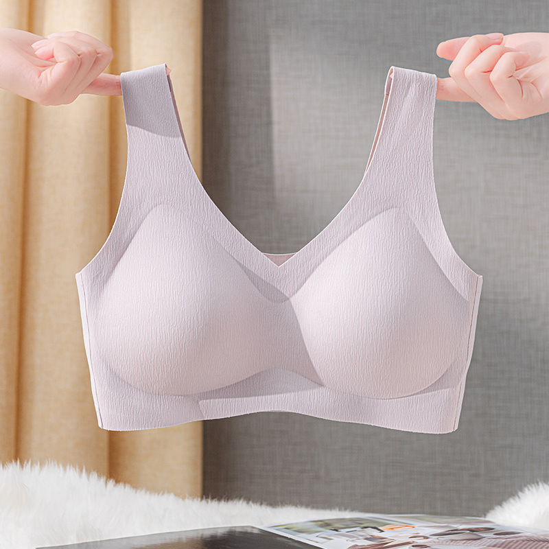 Wholesale Seamless Underwear for Women, Push-Up One-Piece Fixed Cup, Thin, Large Breasts, No Steel Ring, Breast-Retracting Bra, Summer