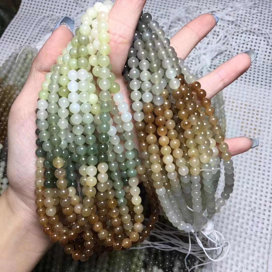 Xinjiang Hotan Jade Multi-color Jade Gradient Multi-ring 108 Old Beads 6 Round Bead Bracelet Necklace Accessories