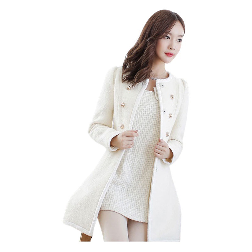 Korean-style elegant women's coat autumn and winter mid-length women's woolen coat Amazon fur collar camel high-end woolen coat