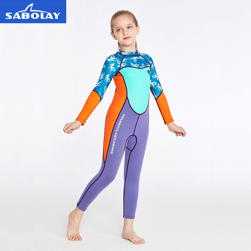 Picture of Autumn and Winter Children's 2MM Thickened Girls' Long Sleeve Swimwear Sunscreen Cartoon Surfing Children's Swimsuit Diving Suit