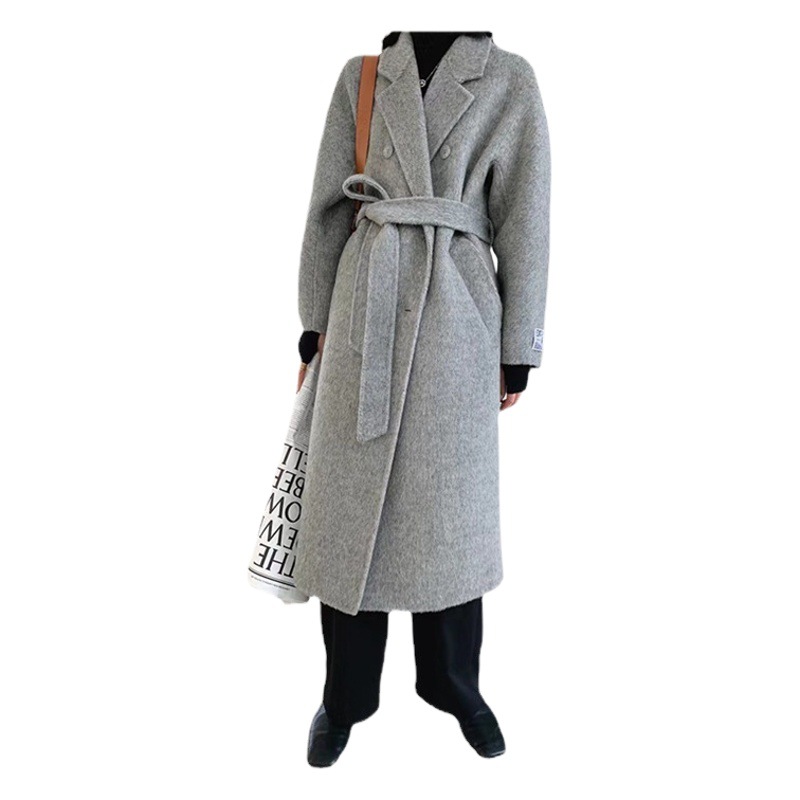 High-end Alpaca Belt Korean-style New Elegant Elegant Mid-length Double-sided Wool Coat for Women High-end Sense Coat for Women