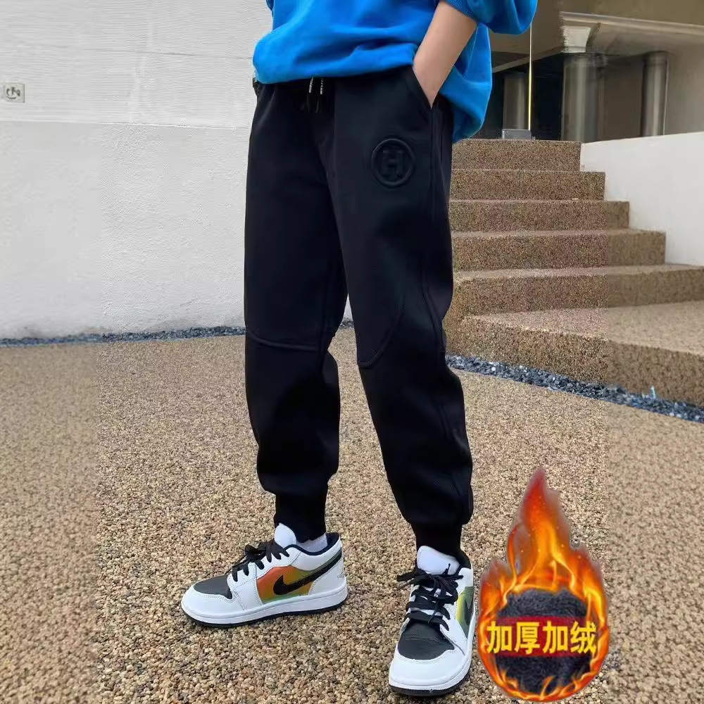 Picture of Boys' Sports Pants Autumn and Winter New Children's Sweatpants Children's Loose Casual Fleece-Lite Pants One-piece Trousers Spring and Autumn