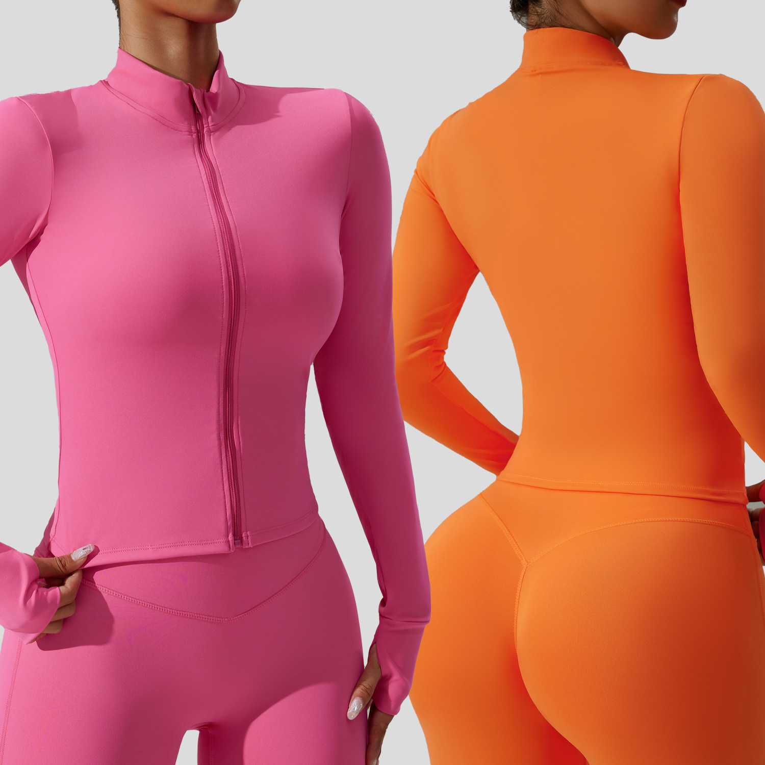 European and American New Zipper Yoga Jacket Women's Outdoor Running Quick-drying Fitness Clothes Long Sleeve Tight Sports Jacket
