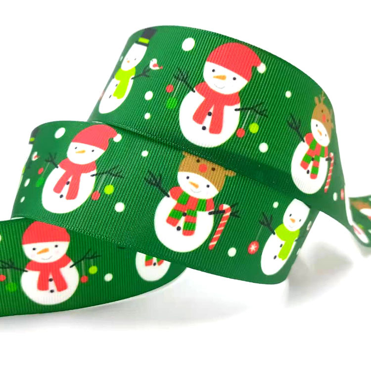 Picture of Customized 2.5cm Wide Heat Transfer Ribbed Ribbon Christmas Gift Wrapping Ribbon DIY Bow Cross-Border Exclusive Supply