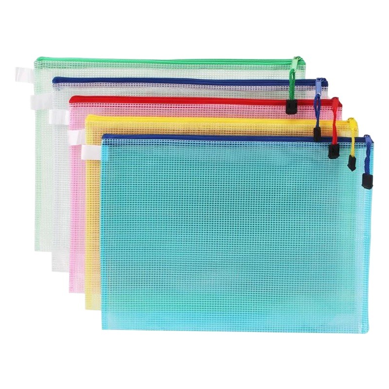 A3A4A5A6 Transparent Document Bag Waterproof Bag File Bag Mesh Zipper Bag Bill Bag Printable Logo