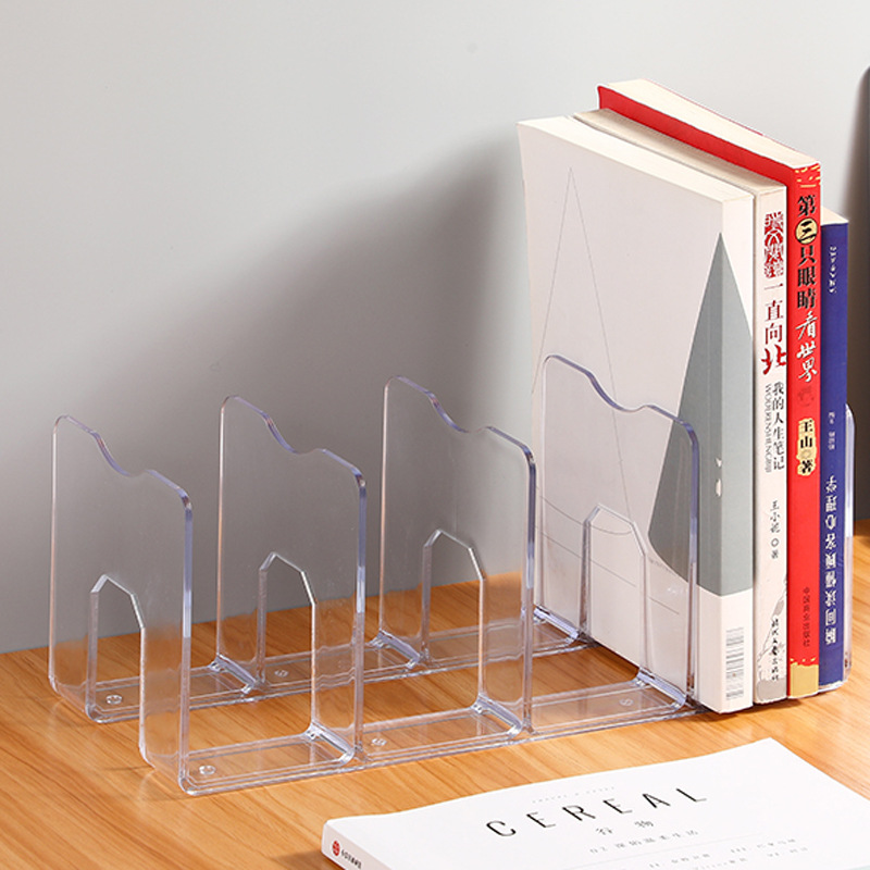 Bookend Transparent Acrylic Student Desktop Storage Bookshelf Book Clip Table Office Stationery Storage Bookshelf Wholesale
