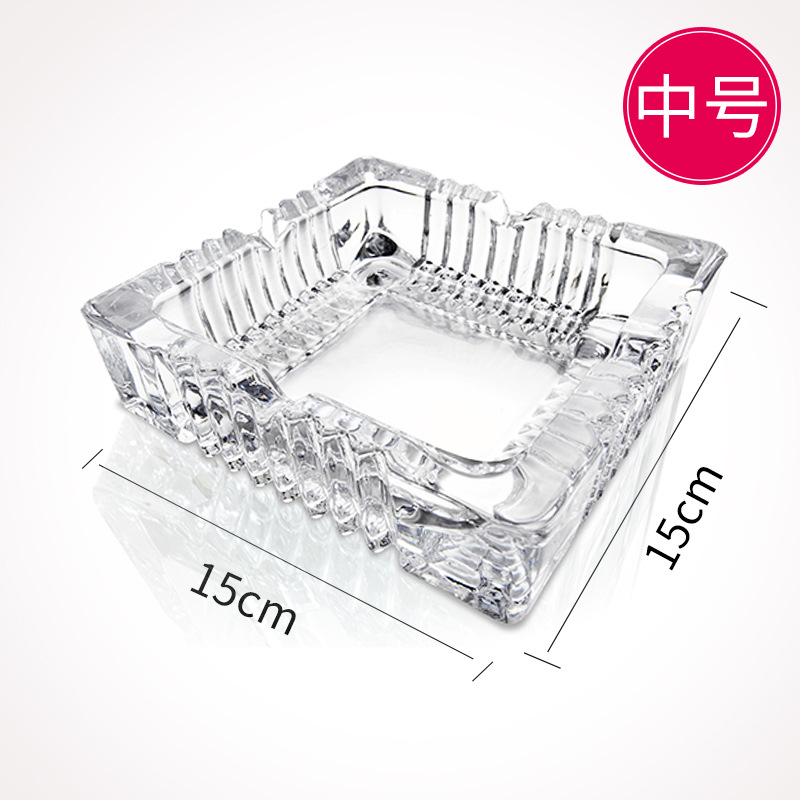 Picture of Deli Crystal Glass Ashtray Living Room Office Personalized Transparent Home Hotel Atmospheric small size Anti-Fly Ash