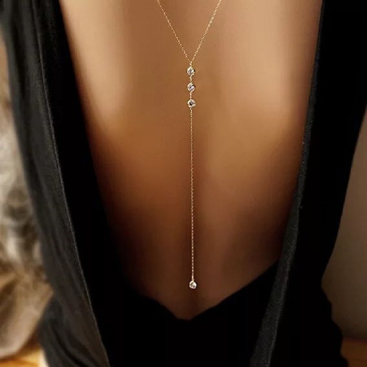 Picture of European and American Fashion Cross-border Banquet Style Gorgeous Light Luxury Diamond Water Drop Body Chain Simple Sexy Bride Wedding Accessories
