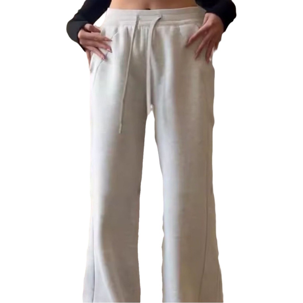 American-style micro flared wide-leg slimming sweatpants women's draping high waist small autumn and winter fleece-lined thickened casual glutinous rice pants