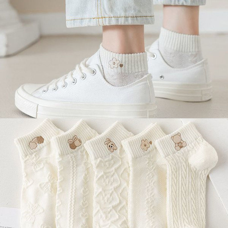 White socks summer women's socks summer thin breathable ins trendy short cute Japanese spring and autumn ankle socks