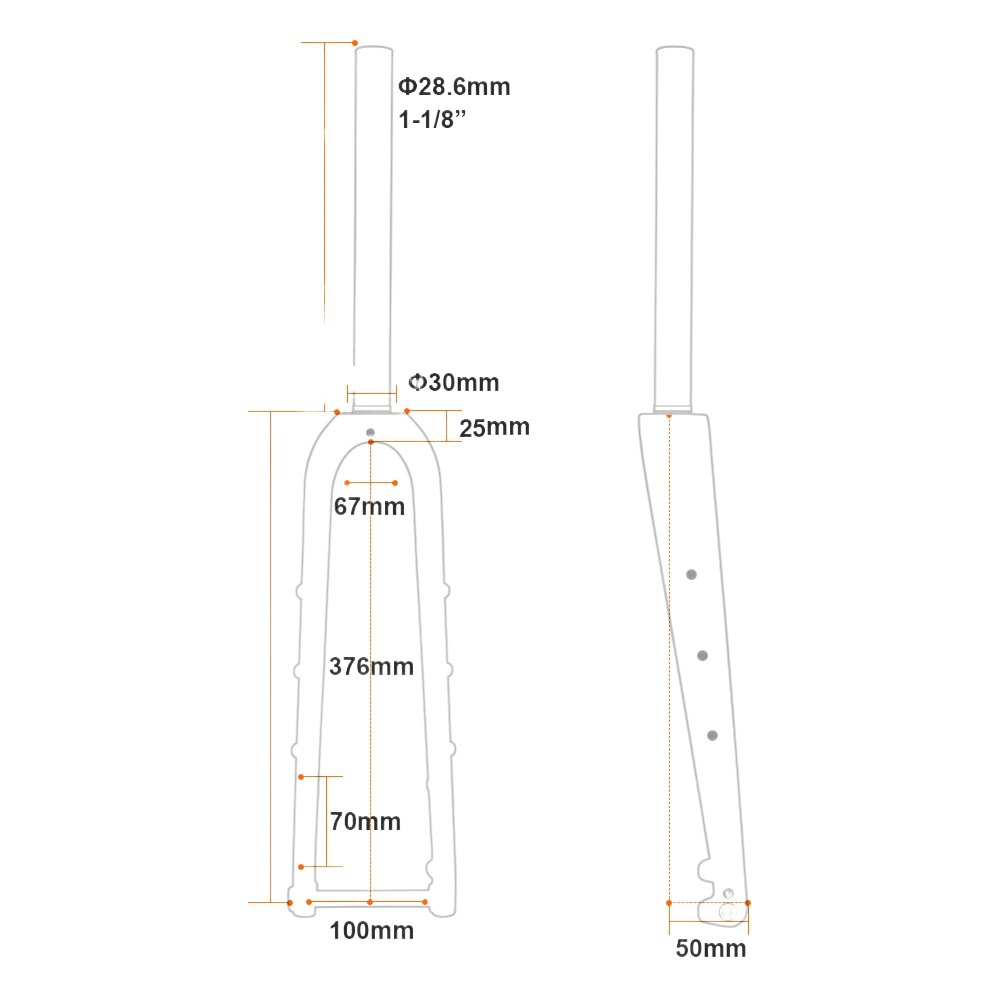Road off-road T800 carbon fiber Gravel bicycle front fork 700C matte barrel shaft open gear 100mm