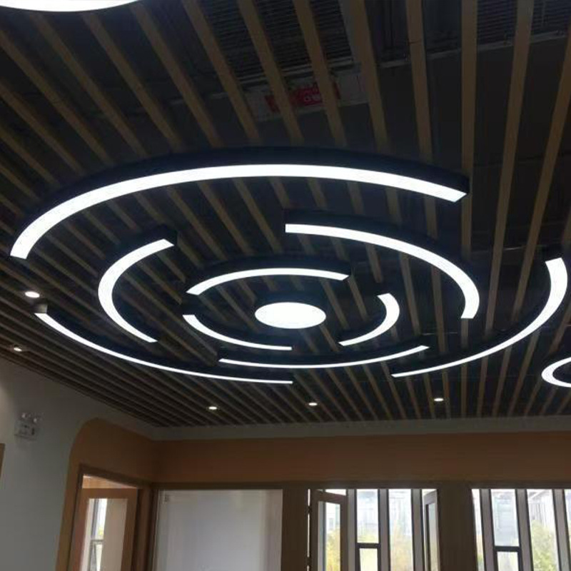 Picture of Ring Curved Chandelier Dance Studio Gym Internet Cafe Commercial Shopping Mall Supermarket Creative Industrial Style Lamps