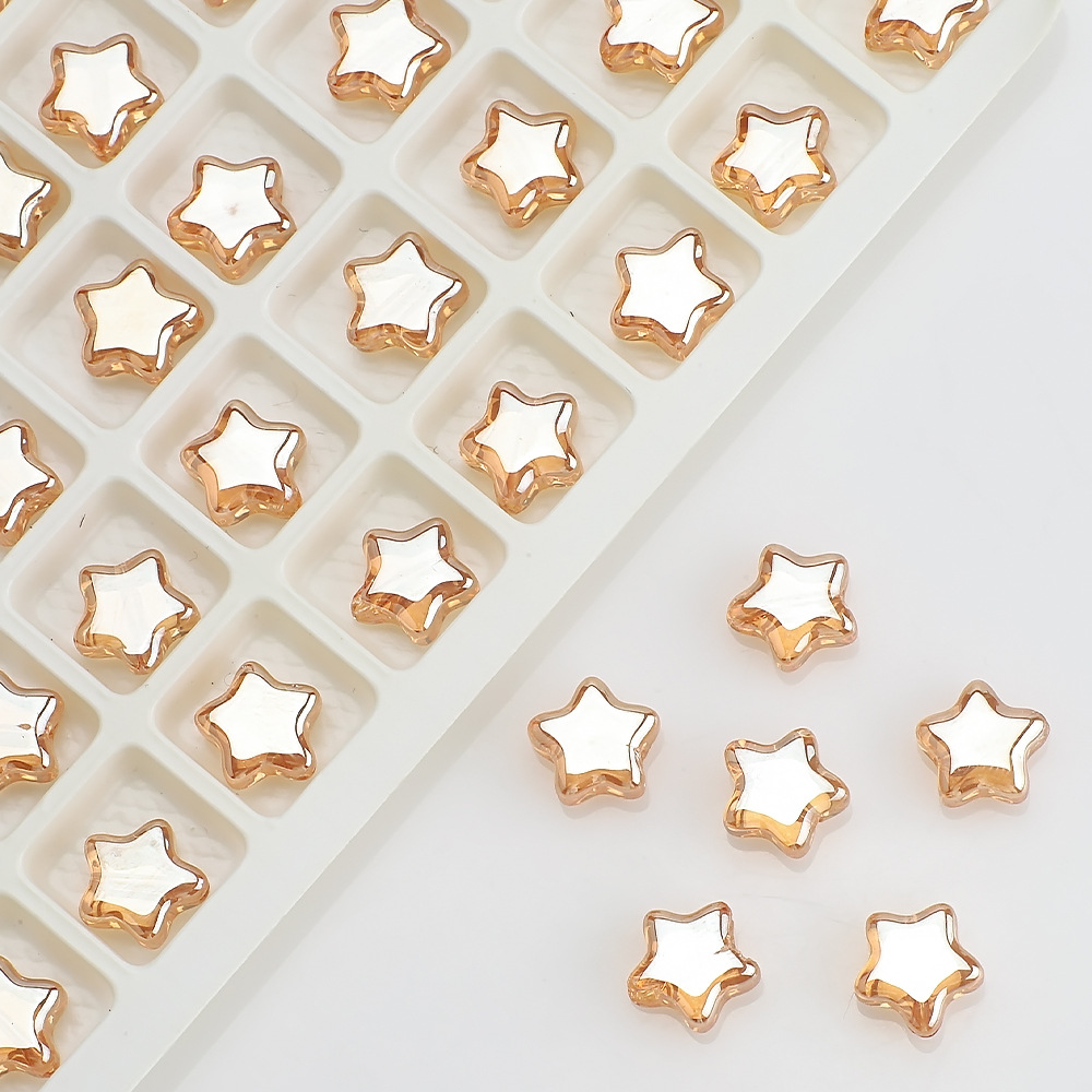 Picture of Five-Pointed Star Accessories 8mm Glass Beads Crystal Pendant DIY Hair Accessories Necklace Earrings Bracelet Beading Material Accessories