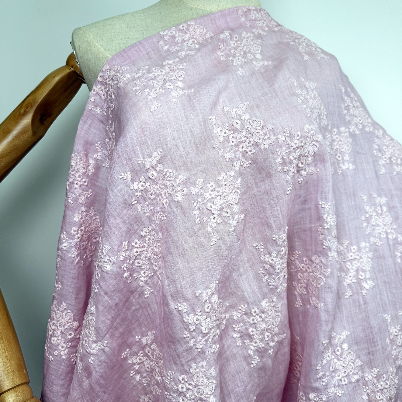 Picture of Ramie spring and summer national style new Chinese Tencel bottom cotton thread exquisite floral pattern embroidered fabric dress cheongsam cloth