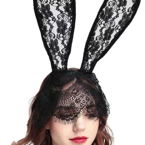 Gold Woven Fun Accessories Internet Celebrant Photo Lace Big Ears Cute Sweet Rabbit Ears Fun Mask