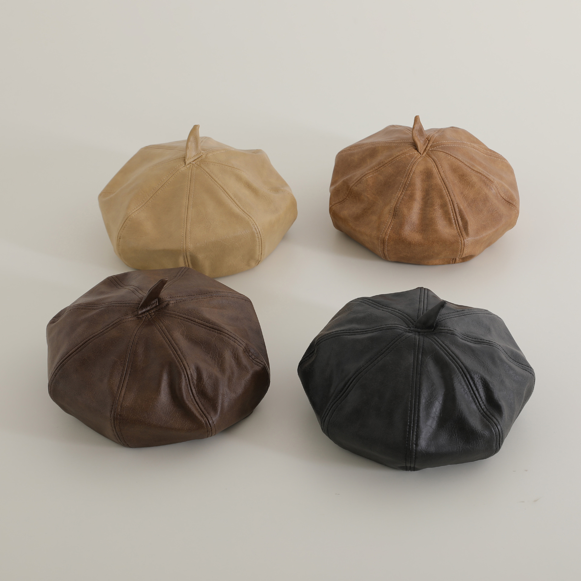 2024 new spring and autumn children's retro distressed beret boys and girls all-match painter's cap children's octagonal bud cap