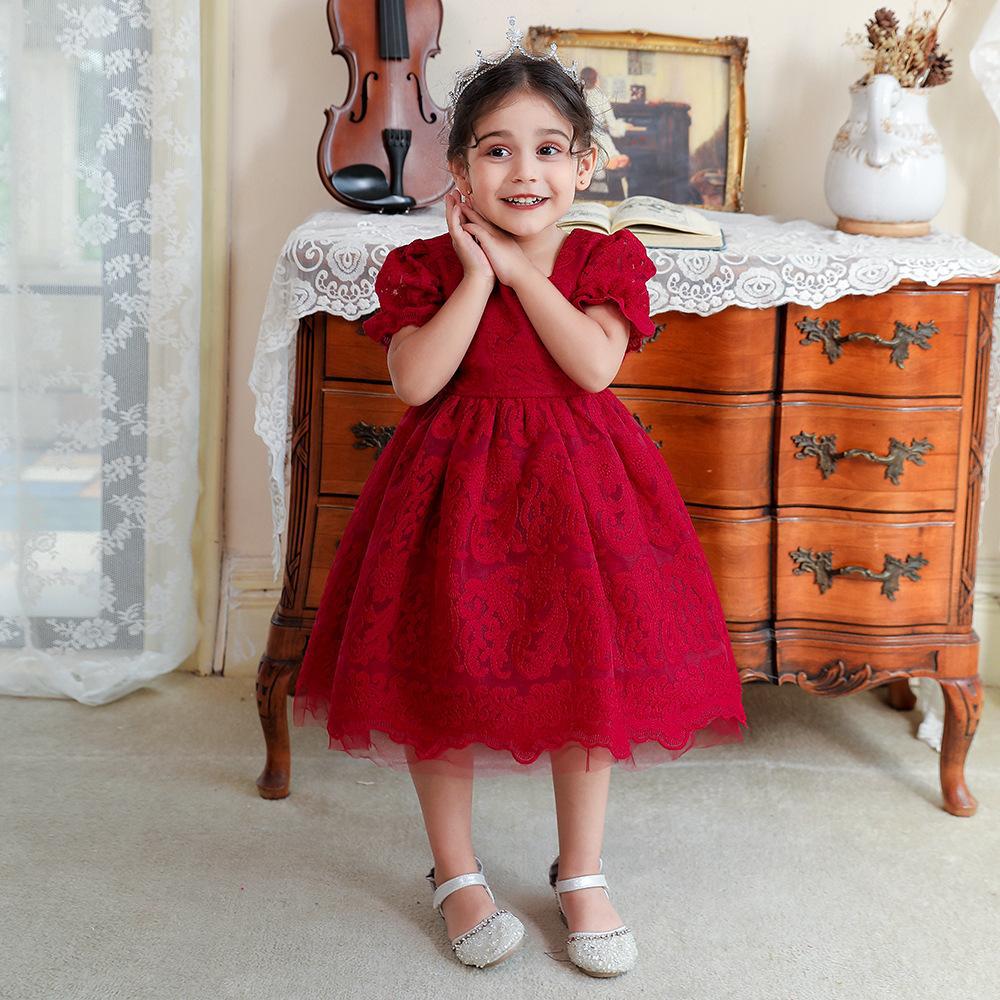 Amazon New Children's Dress Princess Dress Girl's Host Piano Performance Costsize Flower Girl's Ponte Dress