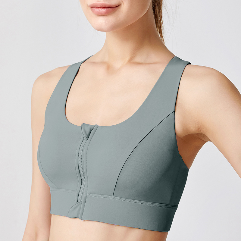 Picture of Weiman Sports Bra Front Zipper Adjustment High Strength Shock-Absorbing Fitness Vest All-In-One Fixed Cup Bra for Women