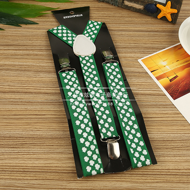 Clover Printing Strap Clip Hardware 3 Clip Strap Elastic Strap Adult Suspender Strap