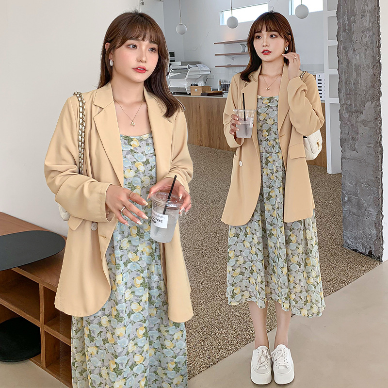 Picture of Autumn Large Size Suit Jacket Women's New Slim Body-Slimming Mask-Covering Suit Fat Girl Sling Dress 2870