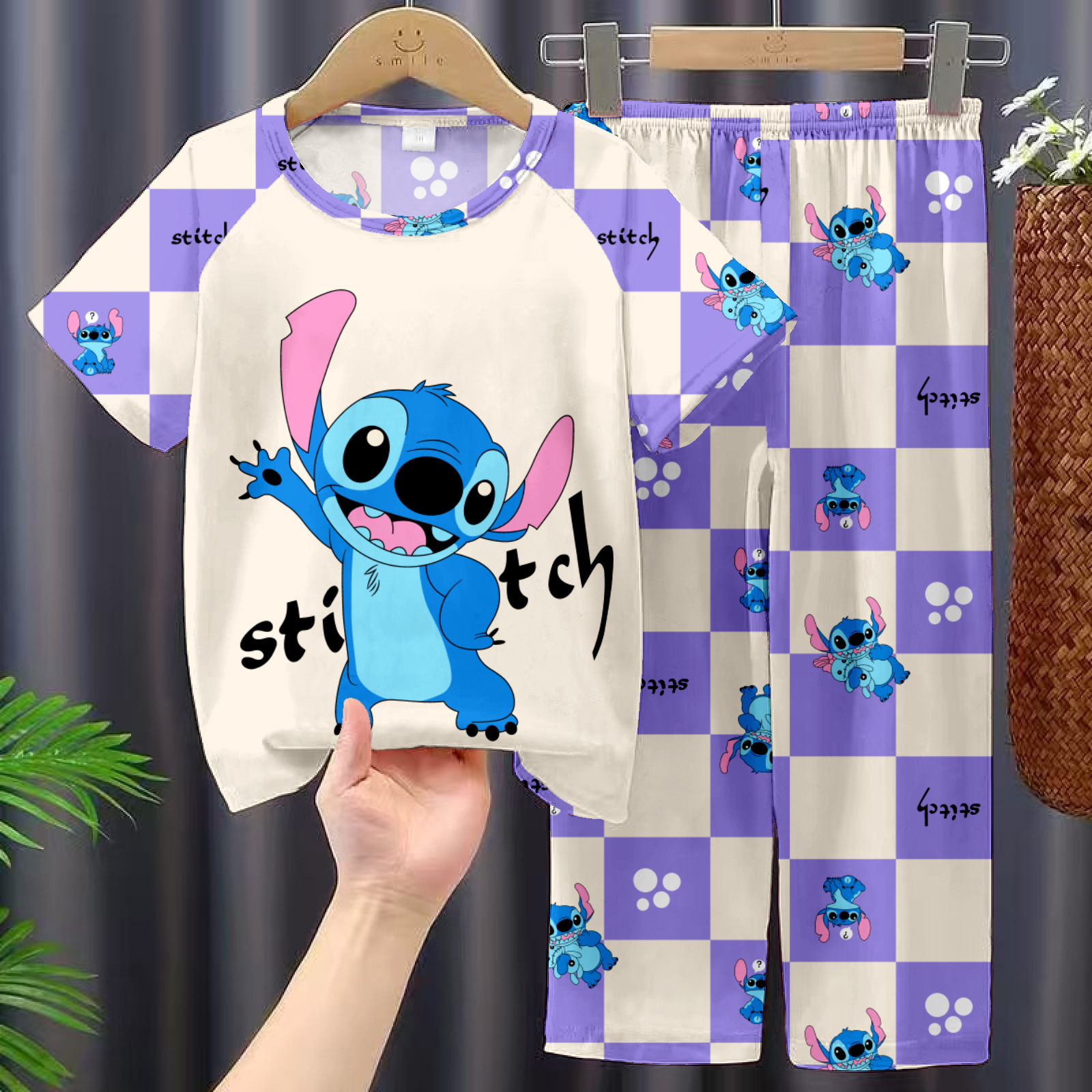 Picture of Children's Pajamas 2025 New Summer Thin Short-sleeved Trousers Girls' Large Children's and Girls' Home Clothes Summer Outer Wear