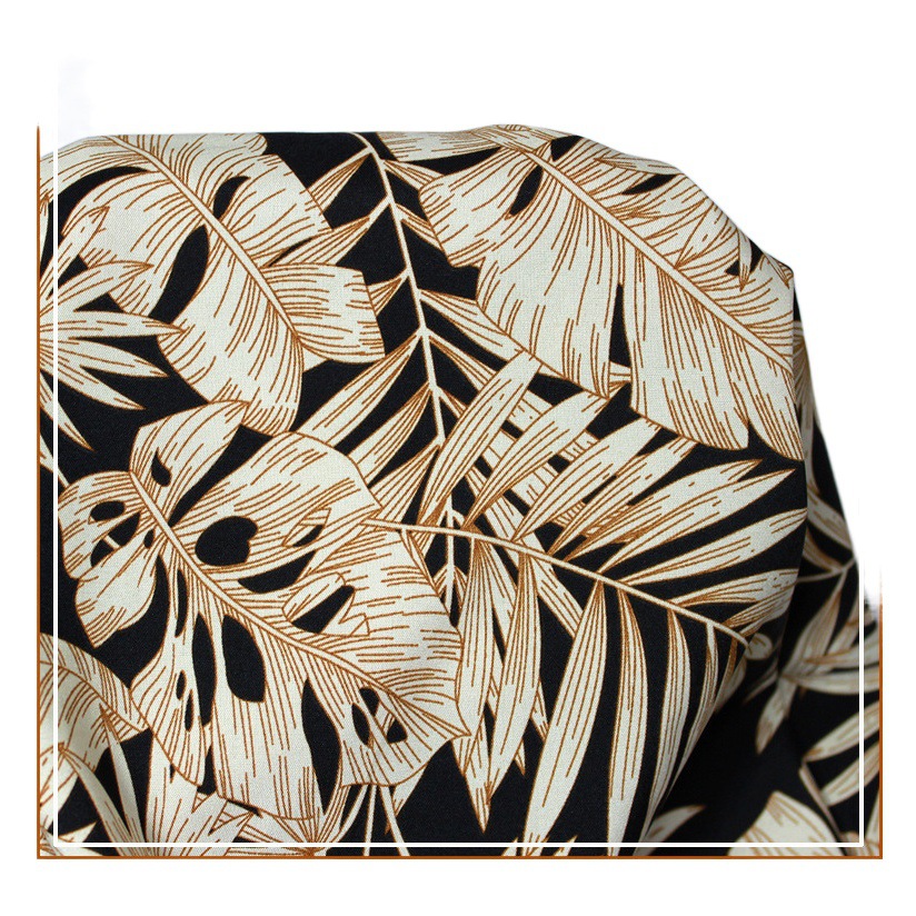 100D four-sided elastic printing foreign trade European and American large leaf pattern cloth dress suspender skirt shirt fabric polyester fabric
