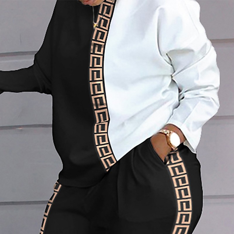Picture of 9788# Cross-border Fall/Winter New Products Amazon European and American Women's Fashion Contrast Printing Long Sleeve Loose Casual suit