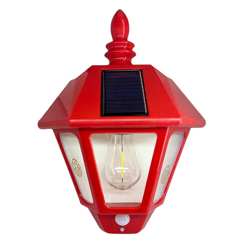 Solar outdoor wall lamp human body induction three-mode tungsten wire wall lamp garden villa courtyard night light rainproof