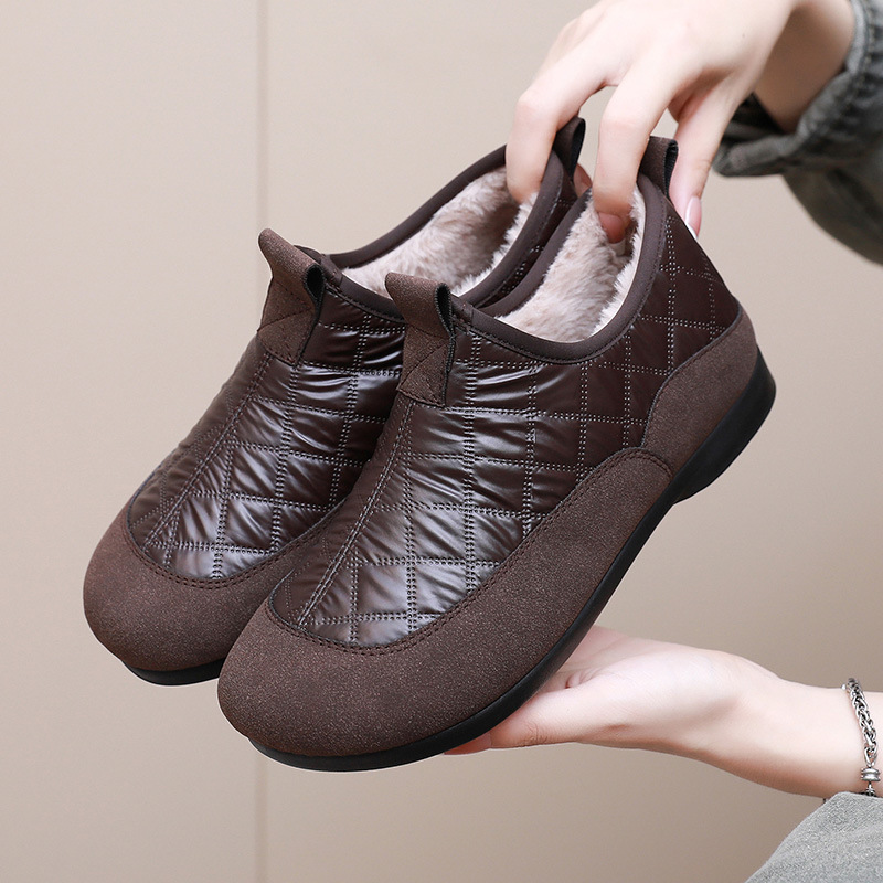 Women's Winter New Waterproof Non-slip Fashionable Korean Style Snow Boots fleece-lined Thickened Warm Slip-on Shoes for Moms