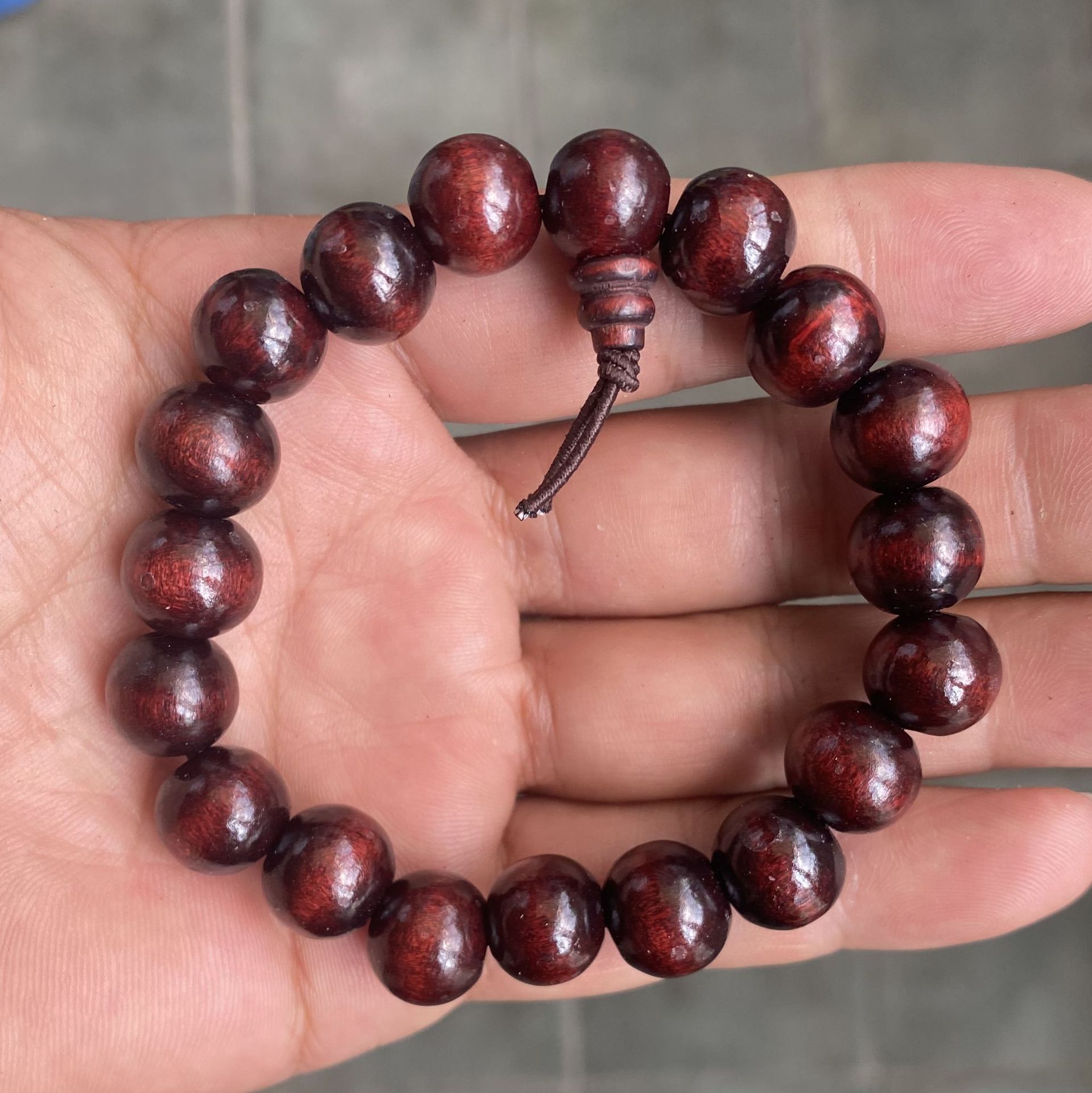 Picture of Wood paint imitation lobular red sandalwood beads bracelet men's bracelet 15mm 20mm beads bracelet jewelry
