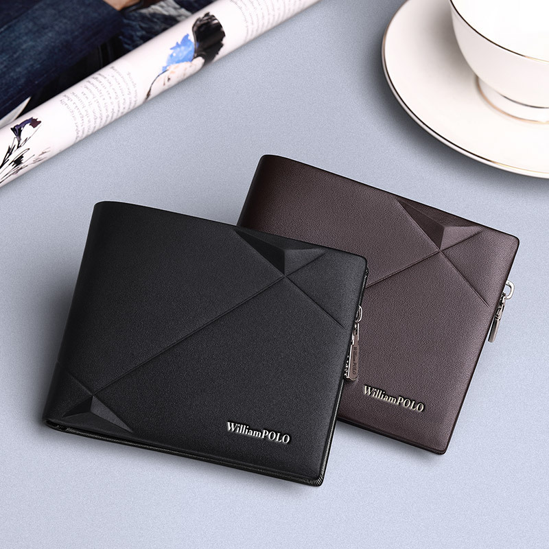 King Paul Men's Wallet Short Genuine Leather Cowhide Wallet Portable Card Bag Business High-end Driver's License One Bag