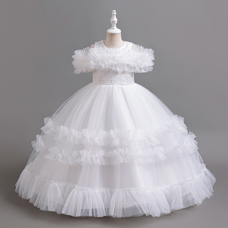 Picture of Foreign Trade Cross-border European and American Style Girl's Dress Long Piano Playing Flower Girl's Wedding Dress Tutu Dress Birthday in stock Hot Sale