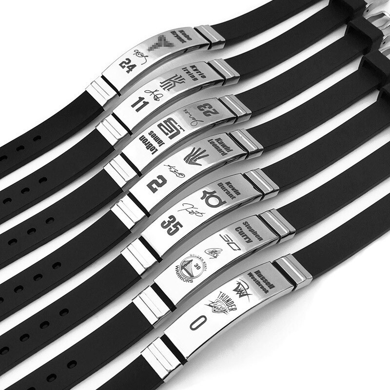 Stainless Steel Basketball Bracelet nba Star Silicone Kobe Curry Owen Male Student Sports Adjustable Wrist Strap