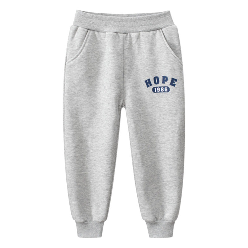 27kids Korean style children's clothing cross-border children's long pants letters boys' sports ankle-tied sweatpants fleece-lined one-piece delivery