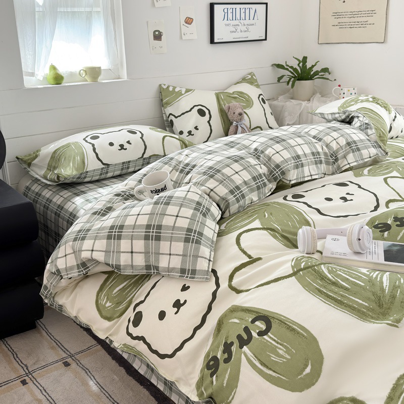 Picture of Small Fresh Summer Four-piece Bed Sheet Quilt Cover Single Student Dormitory Three-piece Cartoon Bedding