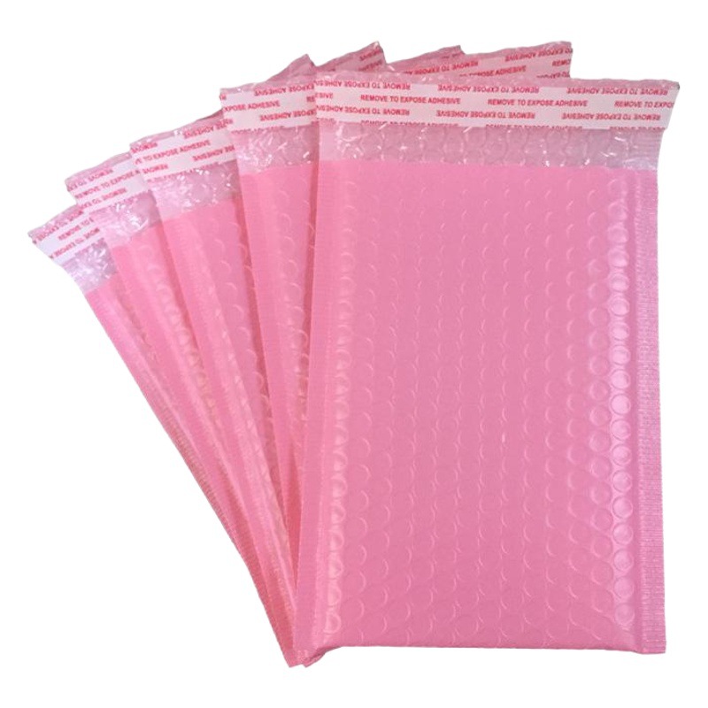 Pink Bubble Bag PE matte co-extruded film packaging bag clothing packing bag waterproof express bag thickened bubble envelope