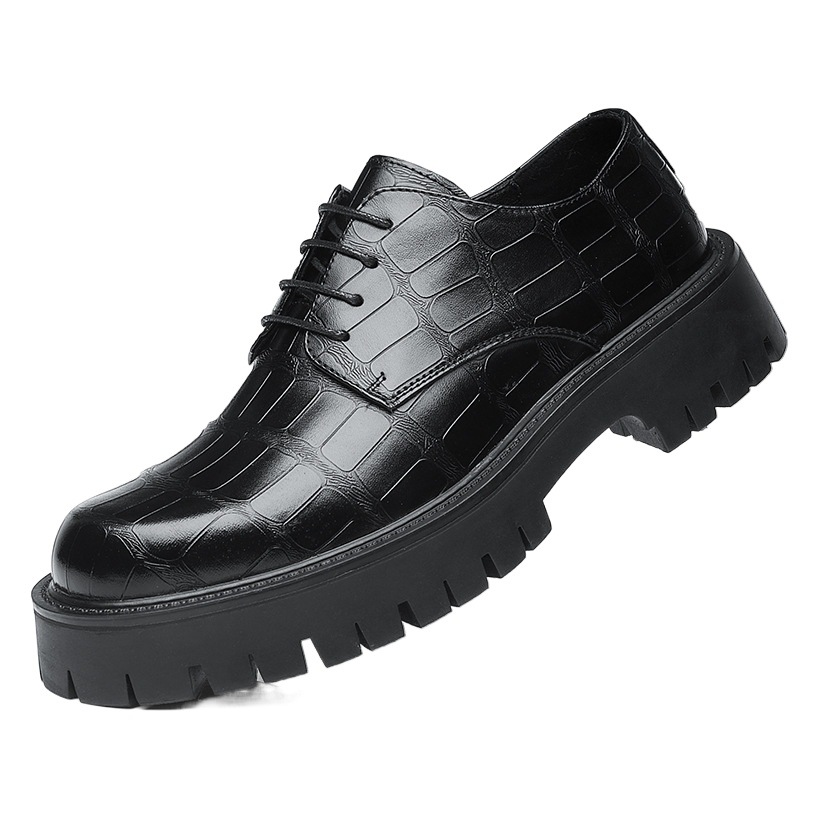 Leather Shoes Men's Breathable British-style Business Dress Big Head Fashionable Low-top Martin Boots Thick-soled Casual Low-top Men's Shoes