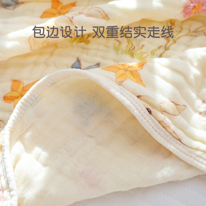 Picture of baby bath towel class a bamboo cotton seersucker soft six layer baby bath wrap children's cartoon printed small blanket