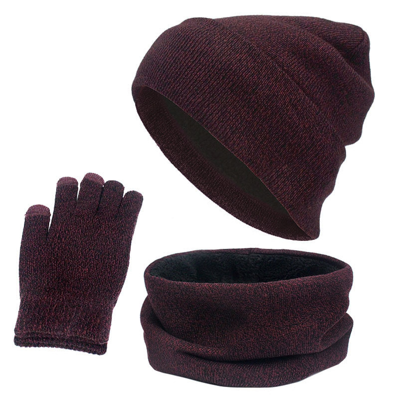 Picture of Foreign Trade Cross-Border Velvet Three-Piece Set Aliexpress Amazon Ebay Warm Suit Winter Hat Scarf Touch Screen Gloves