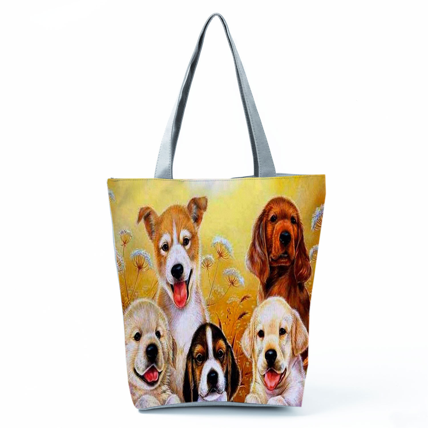 Picture of New cute flower cat printed shoulder bag portable travel storage bag large capacity outdoor tote bag