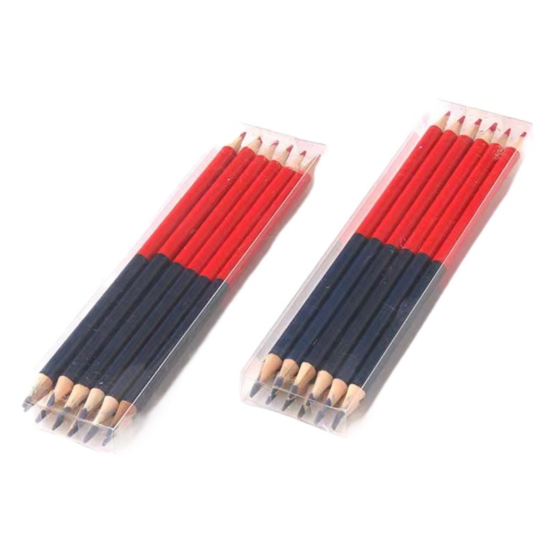 12 two-color colored lead pencil woodworking pencil marking pen cross border