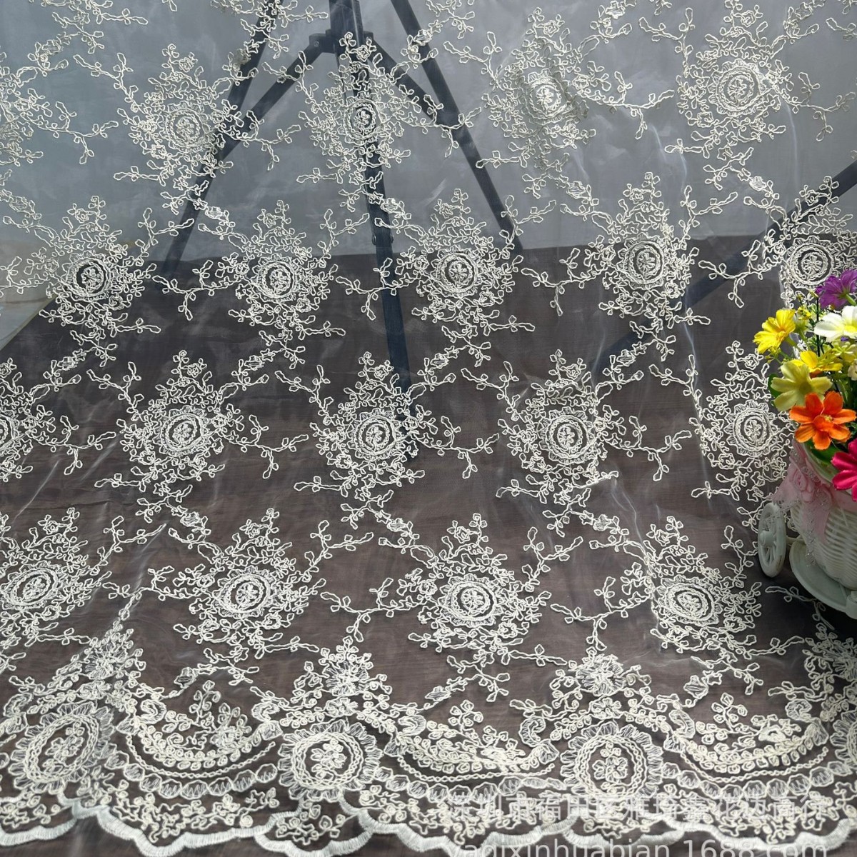 Mona Lisa Lace Cotton Thread Mesh Stereo Thread Embroidered Fabric Mesh Embroidered Fabric Multi-Color Embroidered Fabric