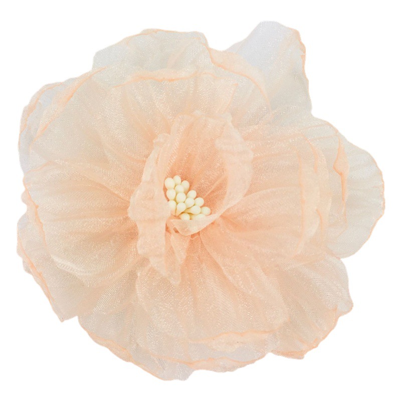 10cm High-grade Burned Edge Fabric Flower Princess Hair Accessories Organza Lightweight Peach Pink Blossom DIY Hairband Hairpin Hairpin
