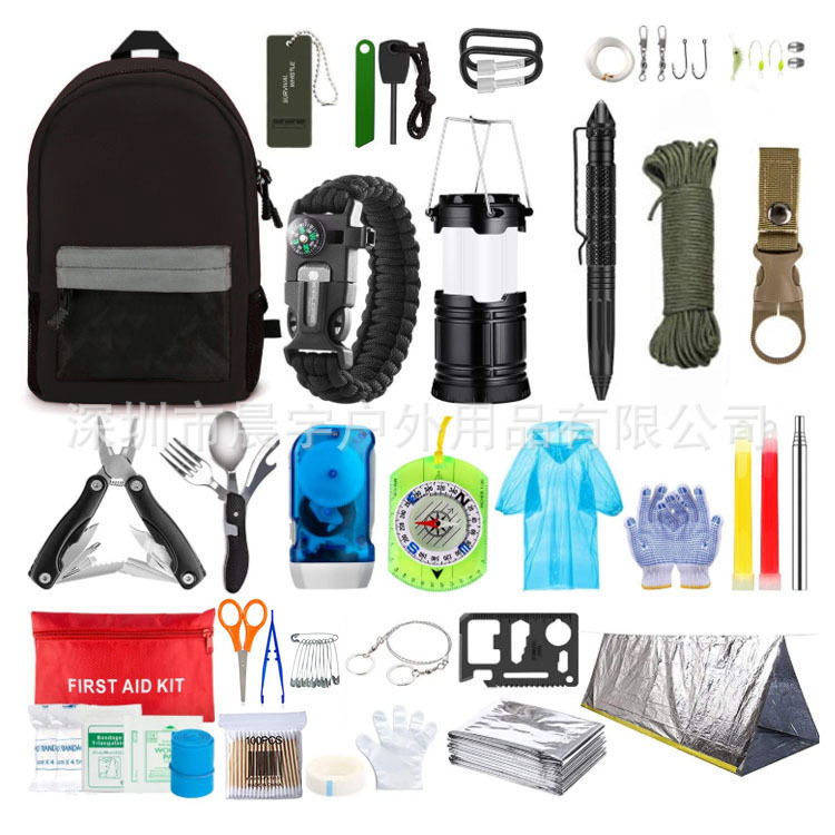 Picture of camping supplies outdoor equipment mountaineering backpack foreign trade outdoor survival mountaineering camping multi-function emergency kit