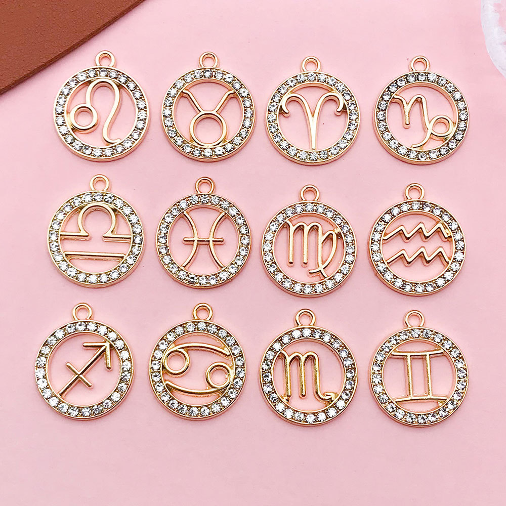 Picture of Twelve Zodiac Signs Cross-Border Zodiac Signs with Diamonds Alloy Accessories DIY Combination Necklace Earrings Pendant Pendant Accessories