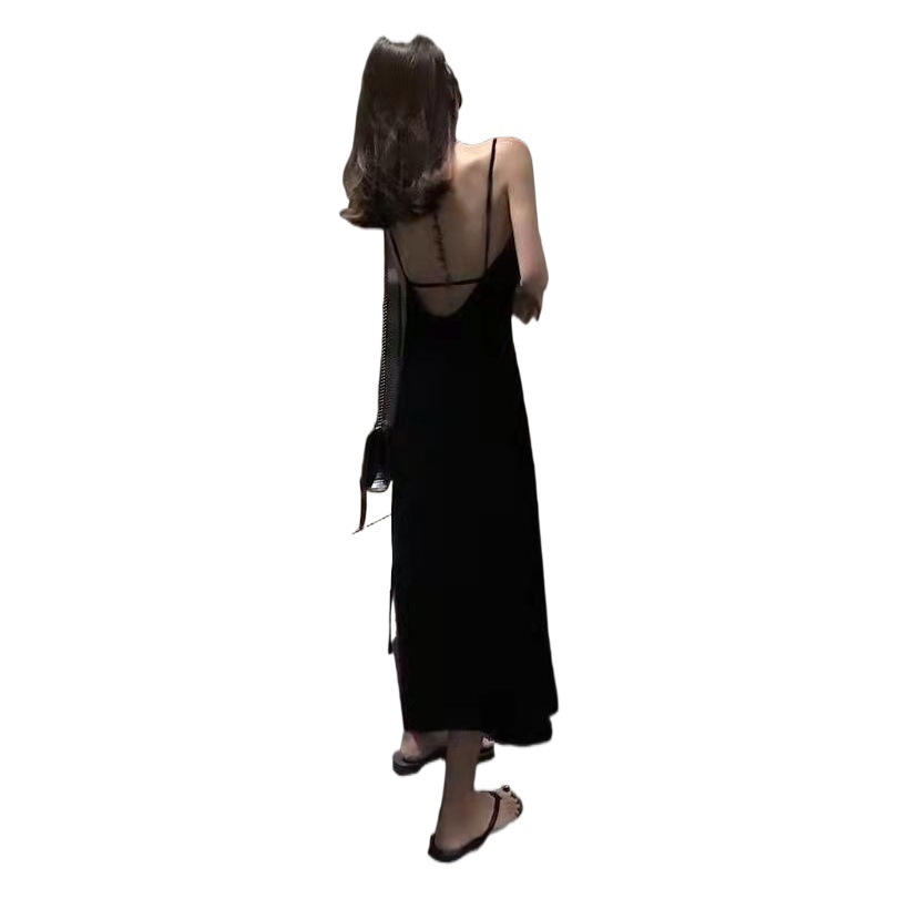 2022 summer night bar shop Hepburn style long dress scheming temperament small black dress disco sexy sling dress women