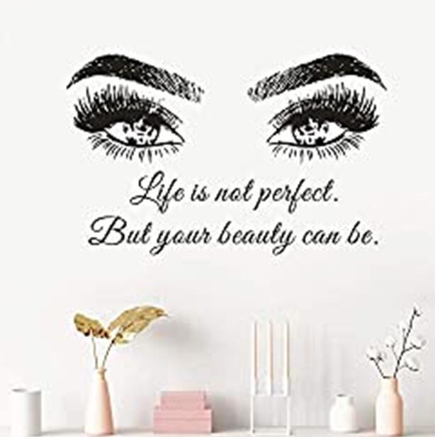 Life is not perfect eye eyebrow pattern carved wall stickers living room bedroom decorative stickers