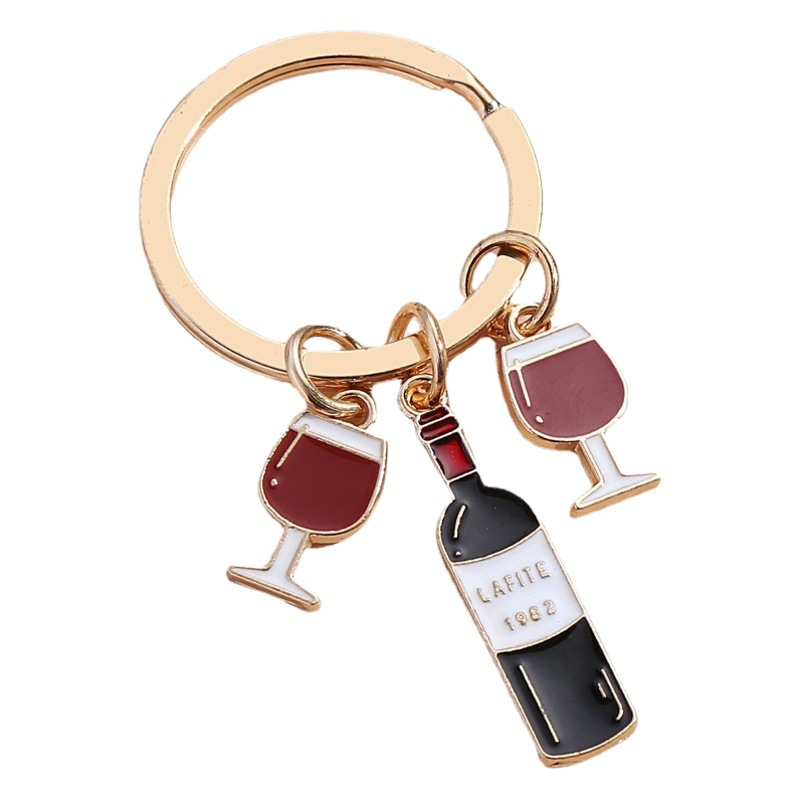 Cross-Border Hot Selling Red Wine Beer Dripping Keychain Coke Sprite Car Key Pendant Amazon New Direct Sale